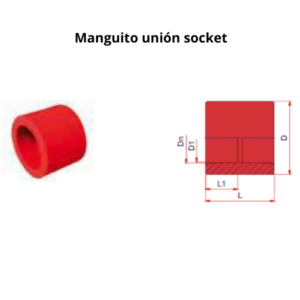 Manguito NIRON RED unión socket Ø50mm Manguito NIRON RED unión socket Ø50mm