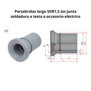 Portabridas largo NIRON PREMIUM SDR7,3 sin junta soldadura a testa o accesorio eléctrico Ø250mm Portabridas largo NIRON PREMIUM SDR7,3 sin junta soldadura a testa o accesorio eléctrico Ø250mm