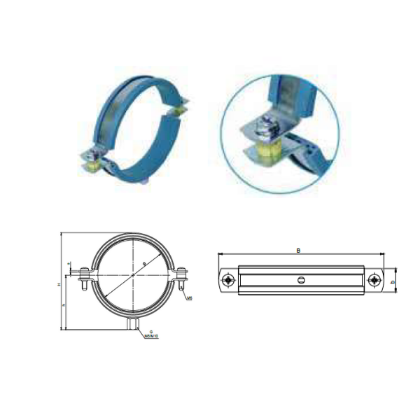 ABRAZADERA ISOFONICA C/GOMA LISA AZUL EPDM M8/10 P/TUBO D20 ABRAZADERA ISOFONICA C/GOMA LISA AZUL EPDM M8/10 P/TUBO D20