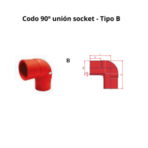 Codo 90° NIRON RED unión socket Ø160mm