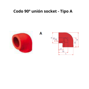 Codo 90° NIRON RED unión socket Ø40mm