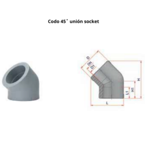 Codo 45˚ NIRON PREMIUM Unión Socket   Ø20mm