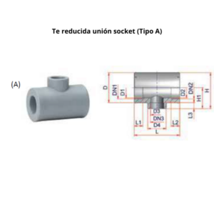Te Reducida NIRON PREMIUM unión socket  Ø75 x 63 x 75mm