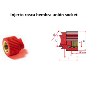 Injerto rosca hembra unión socket Ø90-110-125mm 3/4″