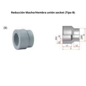 Reducción Macho/Hembra NIRON PREMIUM unión socket  Ø 63-32mm