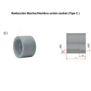 Reducción Macho/Hembra NIRON PREMIUM unión socket  Ø 90-63mm