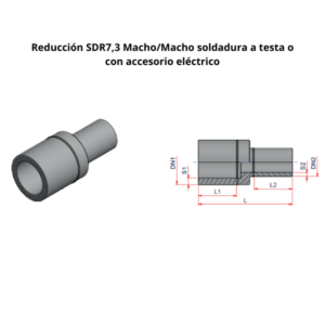 Reducción SDR7 3 NIRON PREMIUM  Macho/Macho soldadura a testa o con accesorio eléctrico Ø 200-160mm