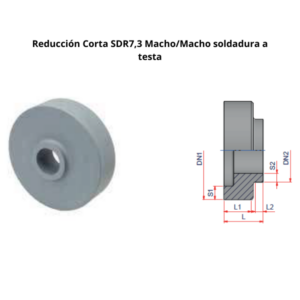 Reducción Corta SDR7 3 NIRON PREMIUM Macho/Macho soldadura a testa Ø 200-160mm
