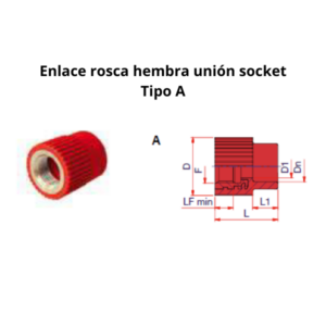 Enlace rosca hembra unión socket Ø20mm  1/2”