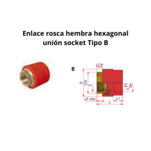 Enlace rosca hembra hexagonal unión socket Ø40mm 1¼”