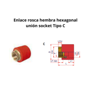 Enlace rosca hembra hexagonal unión socket Ø125mm 4″