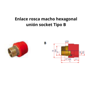 Enlace rosca macho hexagonal unión socketØ50mm 1½”