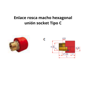 Enlace rosca macho hexagonal unión socket Ø40mm 1″