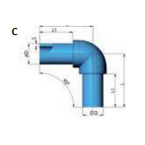 Codo 90˚ SDR11 NIRON CLIMA soldadura eléctrica (clase 1/6, clase 2/6, clase 4/6, clase 5/4) Ø125mm