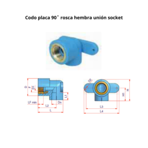 Codo 90˚ rosca hembra con soporte NIRON CLIMA  unión socket Ø20mm 3/8″