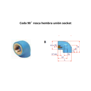Codo 90˚ rosca hembra  NIRON CLIMA unión socket Ø32mm 1″