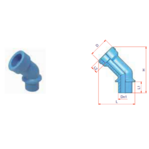 Curva 45˚ macho/hembra NIRON CLIMA unión socket Ø25mm