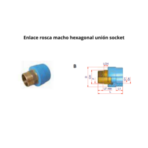 Enlace rosca macho hexagonal NIRON CLIMA unión socket Ø40mm 1¼”