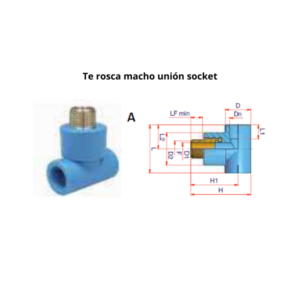 Te rosca macho NIRON CLIMA unión socket Ø20mm 1/2″