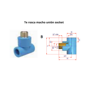 Te rosca macho NIRON CLIMA unión socket Ø32mm 3/4″